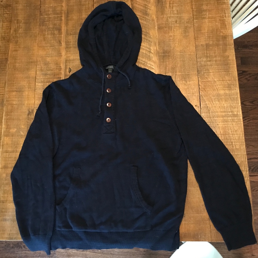 J. Crew half button hoodie sweater Navy - Large